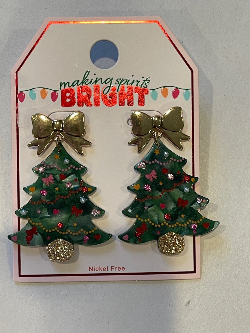 Target Green and Gold Christmas Tree Earrings